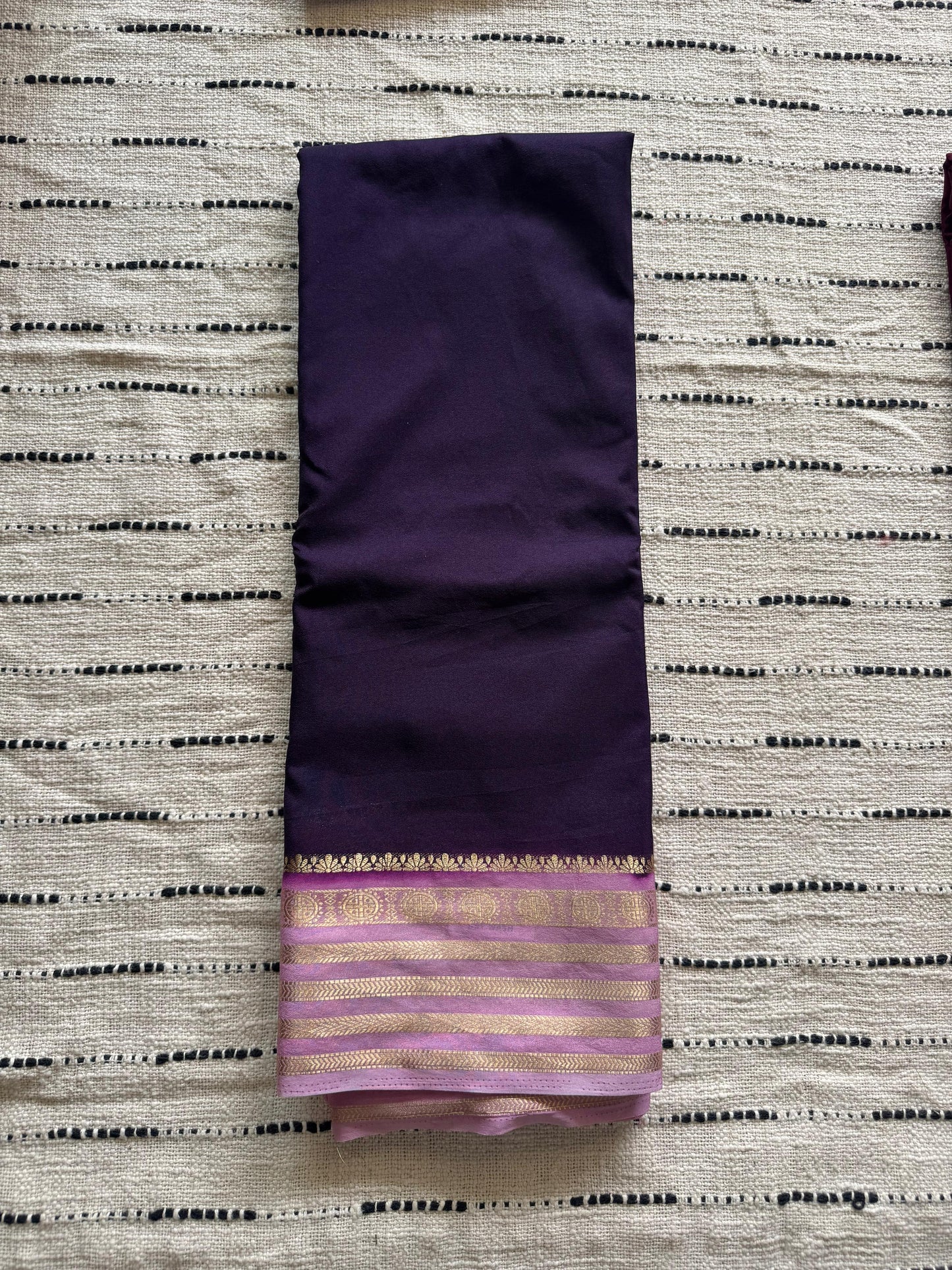 Purple n Lilac-Plain-Mysore Crepe Silk Saree