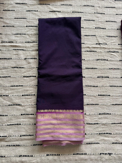 Purple n Lilac-Plain-Mysore Crepe Silk Saree