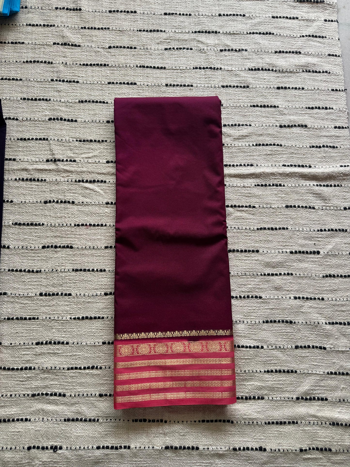 Magenta n Pink-Plain-Mysore Crepe Silk Saree