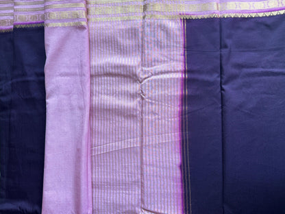 Purple n Lilac-Plain-Mysore Crepe Silk Saree