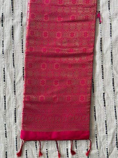 Grey n Pink-Butta Design-Kanchipuram Soft Silk Saree